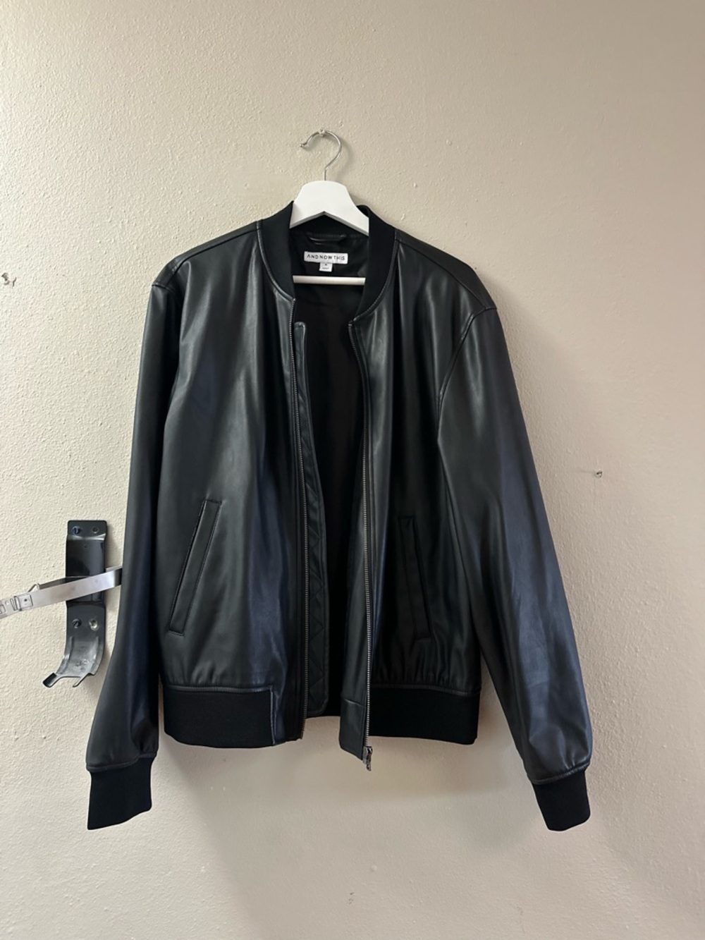 Men's Black Leather Bomber Jacket - And Other Stories